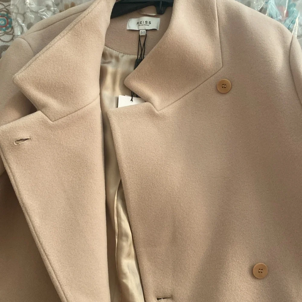REISS Sicily Wool Blend High Collar Cocoon Coat - Picture 10 of 11
